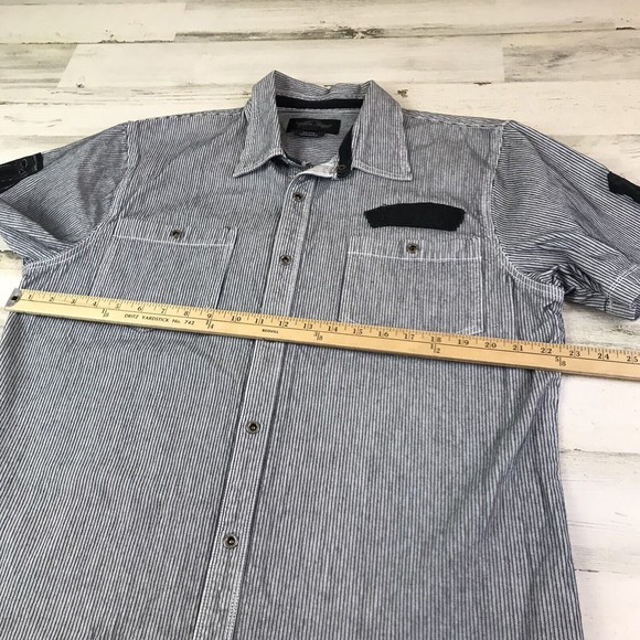 Harley-Davidson Gray Striped Casual Button Down Shirt - Picture 10 of 12
